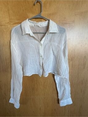 Monday swim Lightweight Button Up Cropped Shirt